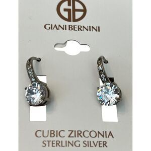 Giani Bernini Cubic Zirconia Leverback Earrings Sterling Silver New FLAW